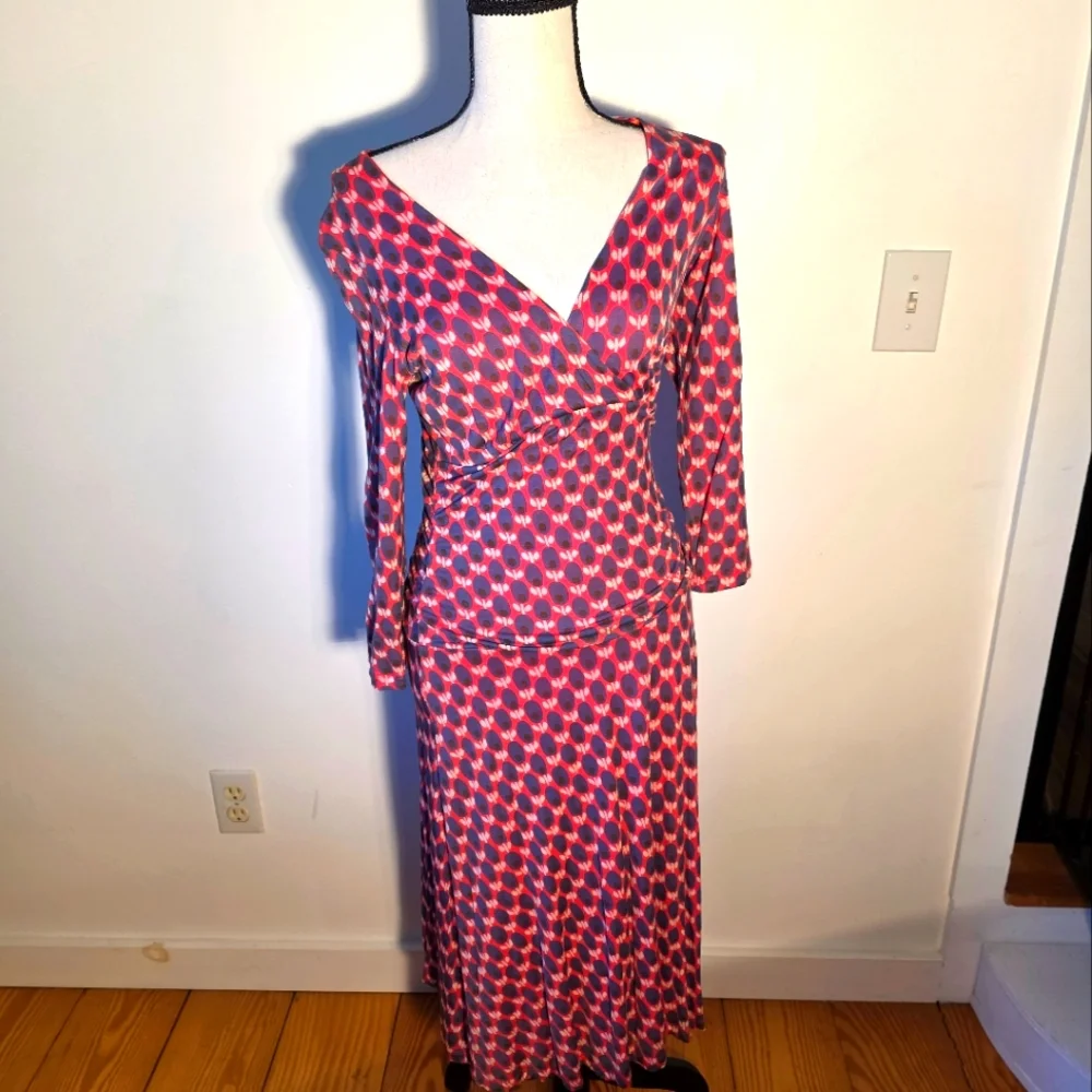 Boden By‎ Anthropoligie Stylish Pink and Blue Women's Dress 8